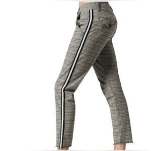 NSF Tashi Plaid Raw Hem High Rise Cropped Pants